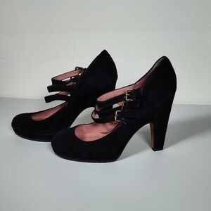 Derek Lam black suede strappy platform heels black 38